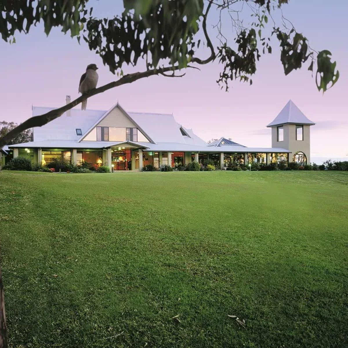 a house with a grass field